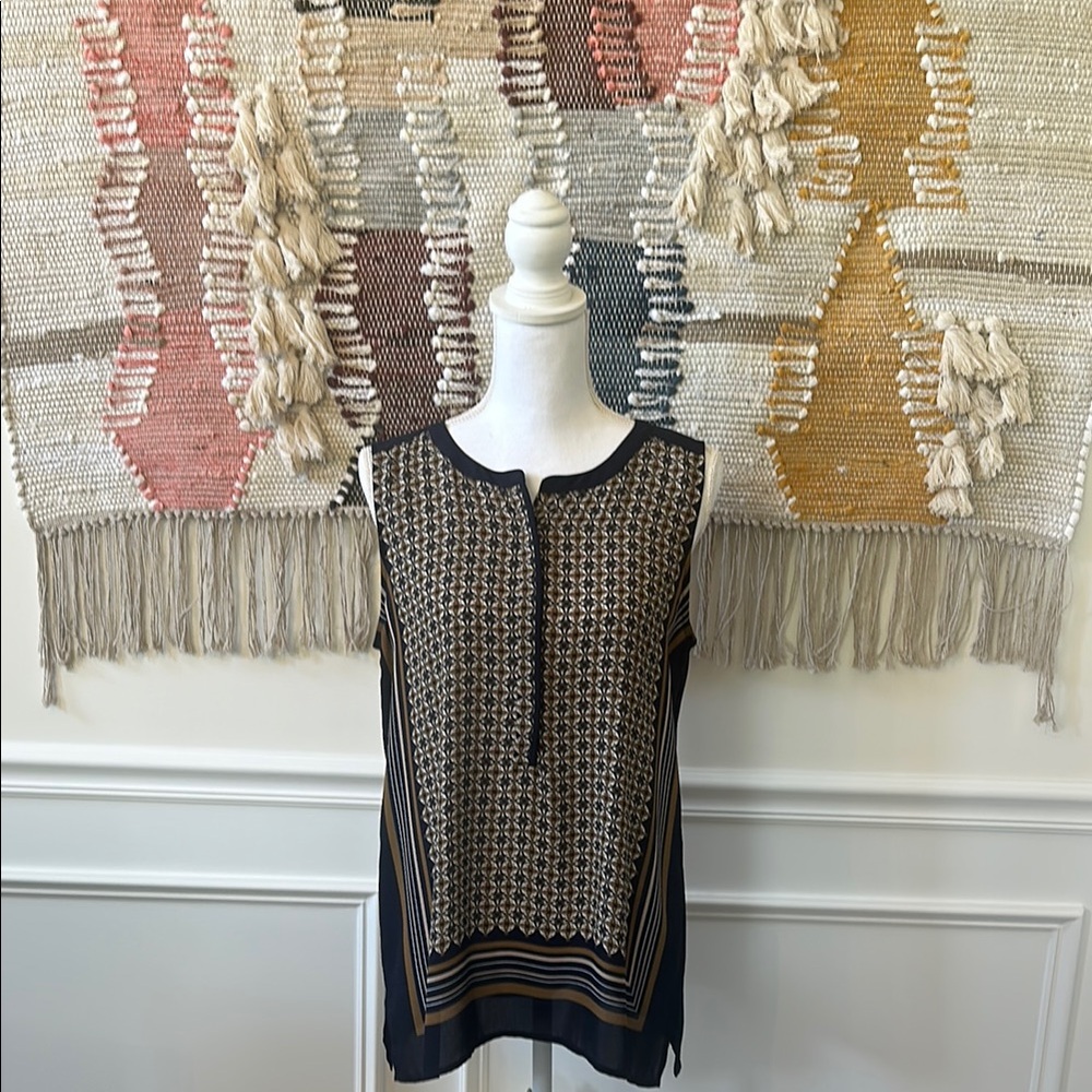 LOFT Navy Geometric Tank Top